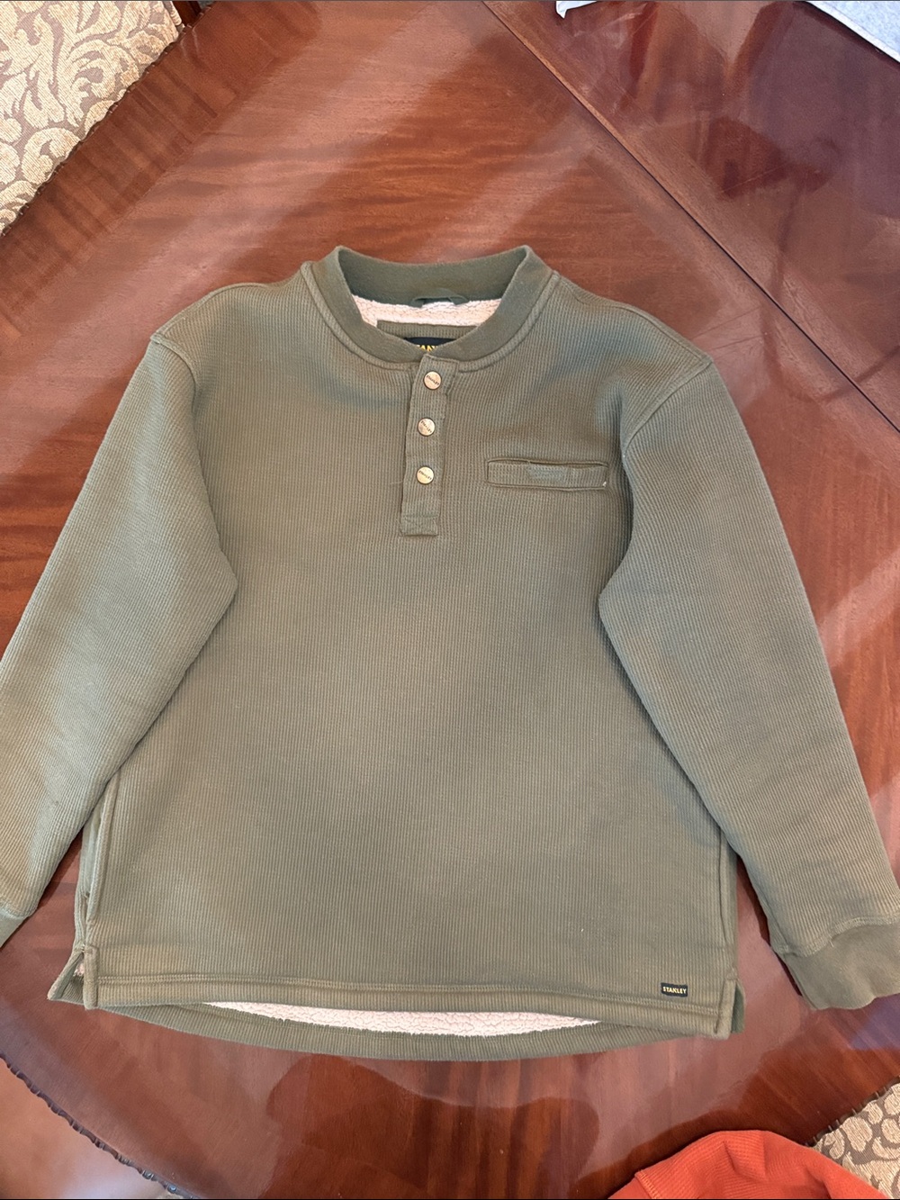 Stanley Olive Green Crewneck Henley Sweater